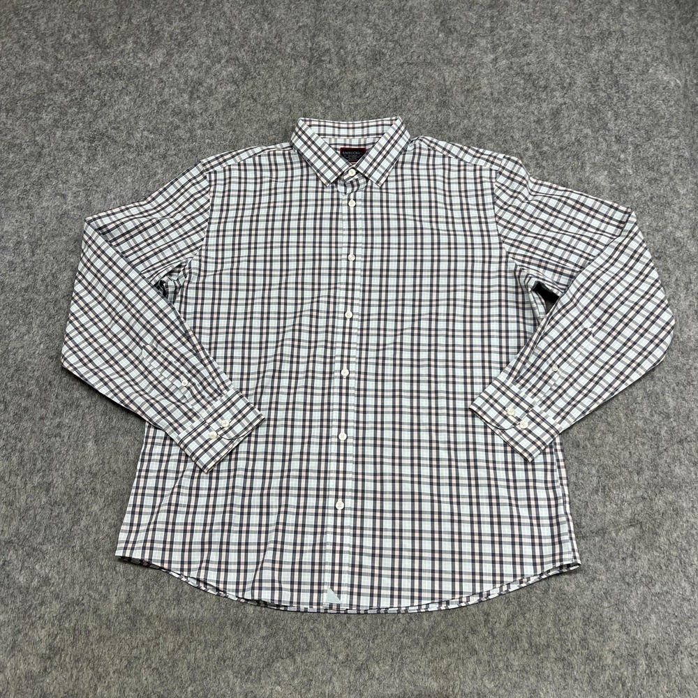 UNTUCKit Shirt Mens 2XL Blue Check Slim Fit Wrinkle Free Long Sleeve Button Down